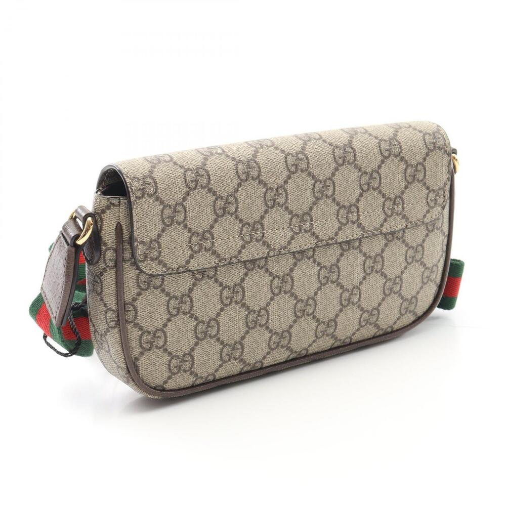Gucci Leather GG Brown Beige Shoulder Supreme Canvas Bag Ophidia Brown Tan